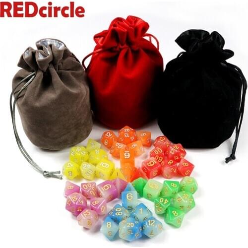 Two Mix Color Glow In The Dark Dice 7 Pc/set D4 D6 D8 D10 D10% D12 D20 for DnD RPG Portable Boardgame