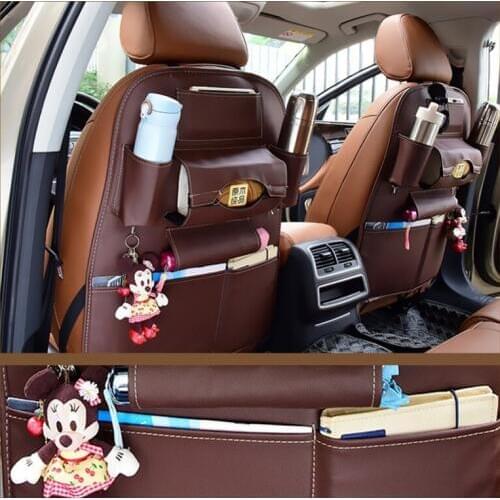 Car seat back storage bag Universal PU Leather Multifunction storage box Stowing Tidying Pocket Multi-Pocket Auto Styling