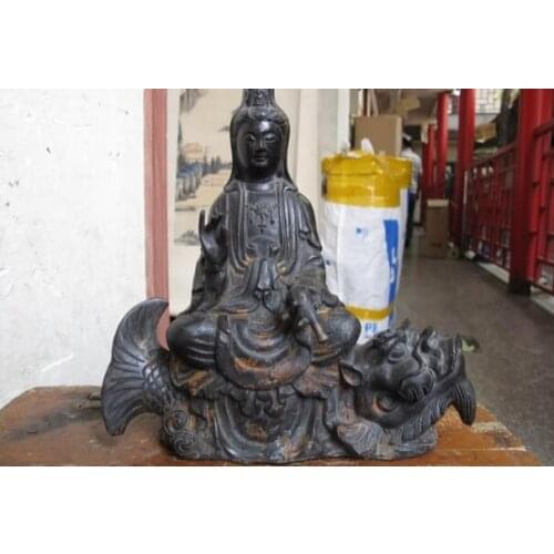USPS to USA S0719 9 Tibet Folk temple Old Bronze Bodhisattva GuanYin Kwan-Yin Buddha Ride on Fish