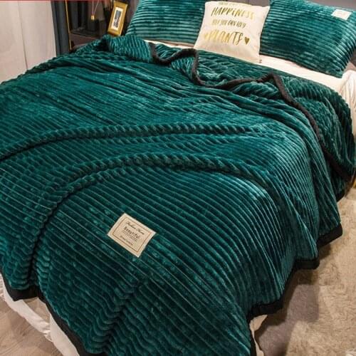 Europe Weighted Blanket Green Color Soft Flannel Blanket Single Queen King Warm Plaids for Beds Anti-Pilling
