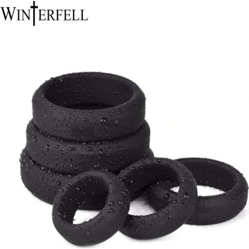 Winterfell 6 Sizes Silicone Penis Ring Ejaculation Delay Cum Control Elastic Scrotum Ring Cock Lock Sex Toys for Men