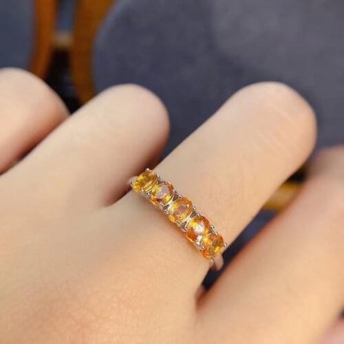 Jewelry 925 Silver Citrine Ring for Daily Wear 3mm*4mm Natural VVS Grade Citrine Ring Fashion Yellow Crystal Silver Ring