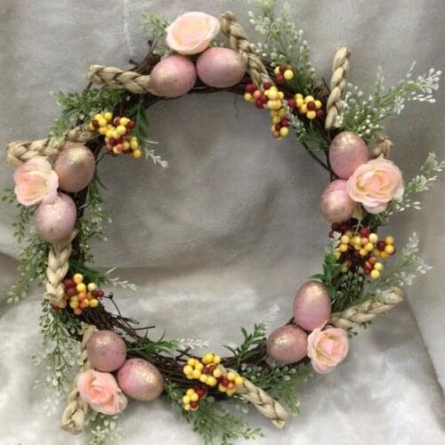 Iron Ring Rose Wreath Spring Easter Egg Wreath With Artificial Egg Wild Flowers And Green Leaves Front Door