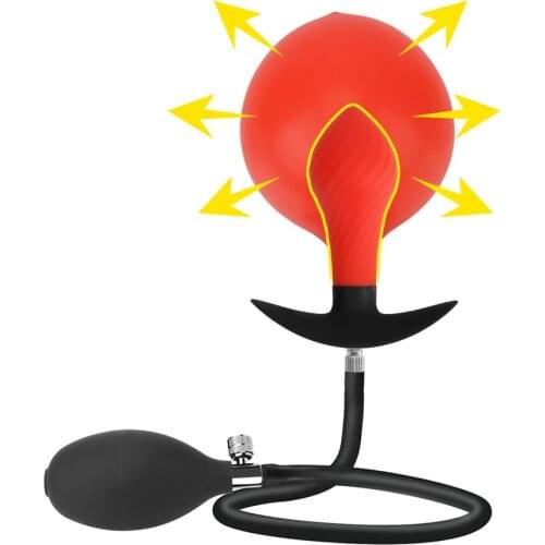 Women Vaginal Built-in Steel Ball Prostate Massage Inflated Anal Plug Silicone Dildo Pump Anal Dilator G-spot Clit Stimulator