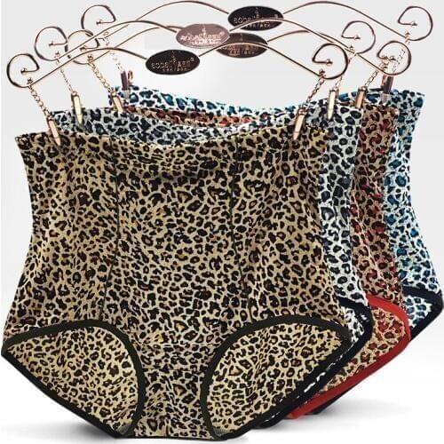 Womens underwear leopard print sexy seamless high waist Ice Silk Seamless high quality female panties ladies lingerie