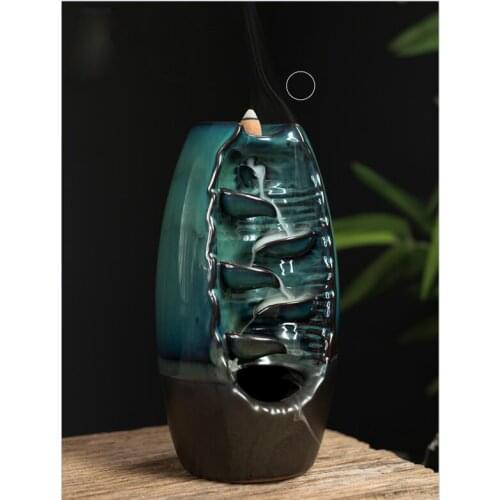 1pcs Backflow Incense Burner Ceramic Aromatherapy Furnace Smell Aromatic Home Office Incense Road Crafts Tower Incense Holder
