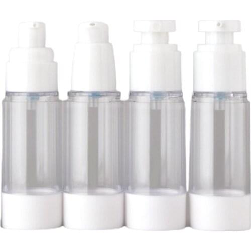 15ML30ML 50ML New White Airless Plastic Vacuum Packaging Bottle Lotion Nozzle Clear Lid Empty Travel Cosmetic Container 25pieces