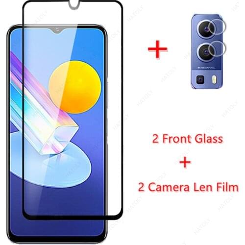 2PCS For Vivo Y72 5G Glass for Vivo Y72 5G Tempered Glass Film Screen Protector HD Camera Len Film for Vivo Y72 5G