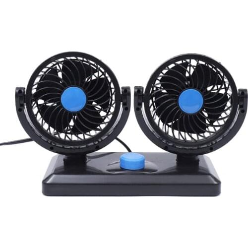 360 Rotating Free Adjustment Dual Head Car Auto Cooling Air Fan Car Cooling Swing Dashboard Ventilation Fan Air Circulator