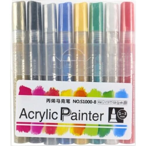 4/8/12/15/24/36 Colors Acrylic Paint Marker Pen Detailed Marking for DIY Album Glass Ceramic Rock