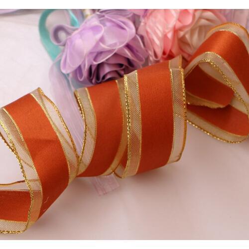 5yard 4cm Golden Edge Red Iron Belt DIY Gift Packing Tape