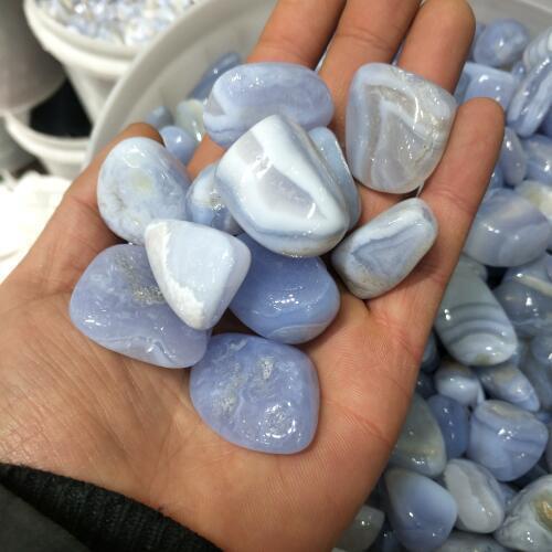500g Natural blue agate processing polished quartz stone gravel as aquarium decoration wedding decoration aquarium