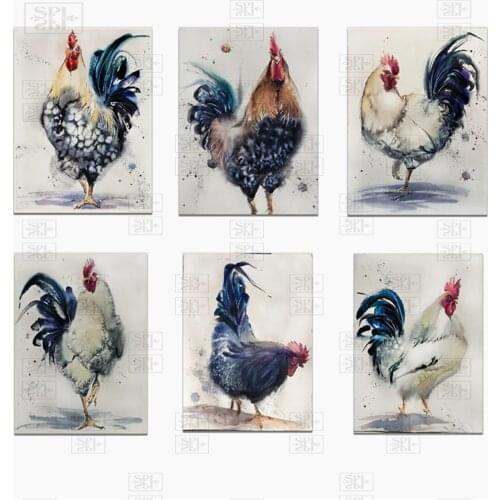 Abstract Rooster Poster Animal Chicken Canvas Print Painting Watercolor Wall Art Home Decoration Picture Nursery Kids Room Decor