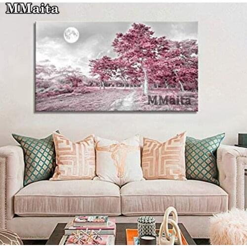 Diamond Art Painting Landscape Diamond Embroidery Blue Moon Tree Art Large Picture Mosaic Cross Stitch Full Square Decor GG5652