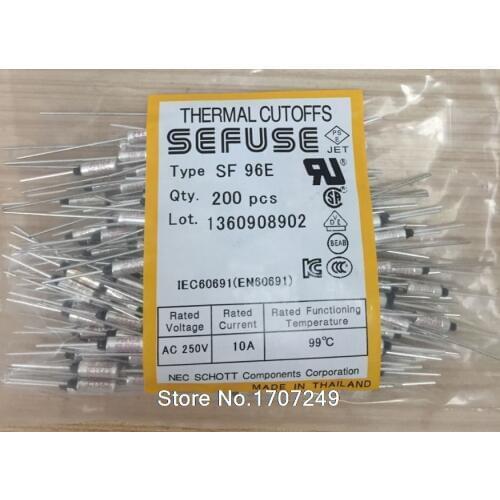 Free Shipping 5PCS NEW SF96E SEFUSE Cutoffs Thermal Fuse 99C 99 Degree 10A 250V Metal fuse SF96E