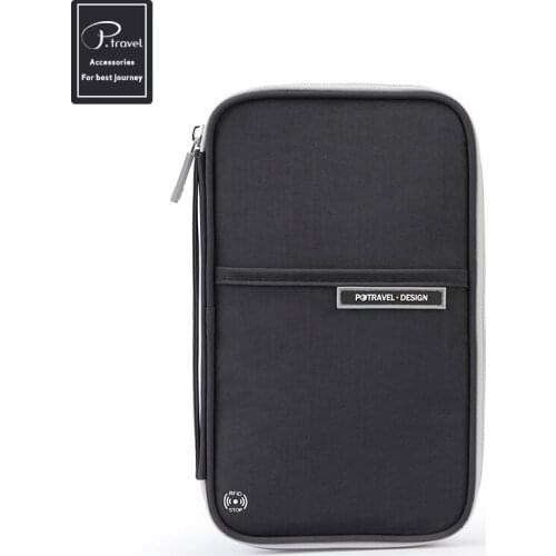 P.travel Large-capacity Document Bag Storage Change Bank Card Bag RFID Multifunctional Passport Babag