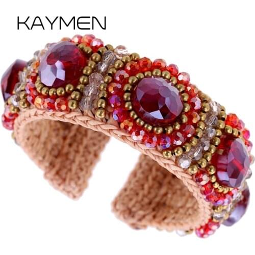 New Arrival Top Quality Handmade Crystal Bracelet Bangle Hot Selling Statement Beads Girls Cuff Bangle for Party Wedding