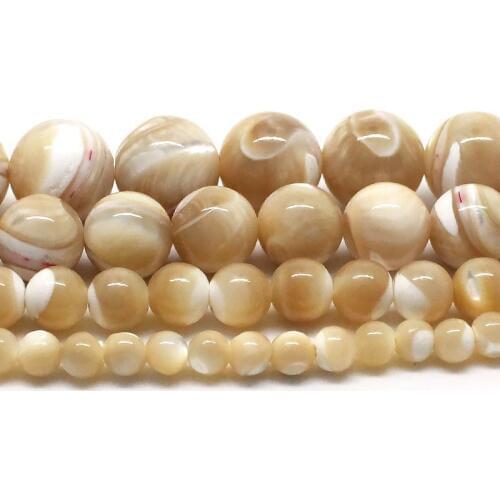 4/6/8/10 mm Natural Trochus Shell Stone Beads Round Loose Beads For Jewellery Making DIY Bracelet Necklace 15 inch