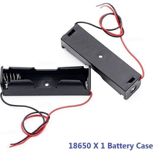 Black 1x 18650 3.7V Battery Storage Box Case 1 Slot Way DIY Mobile Lithium Batteries Power Bank Holder Container With Wire Leads