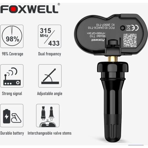 Foxwell T10 Mx-Sensor 315MHz 433MHz TPMS Sensor Tire Pressure Monitor Tester Clone-able Programmable Activated Universal Sensors
