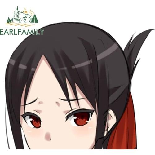EARLFAMILY 13cm x 10.9cm for Kaguya Sama Worried Face Vinyl Car Sticker Anime Graffiti Sticker Waterproof Creative Car Styling