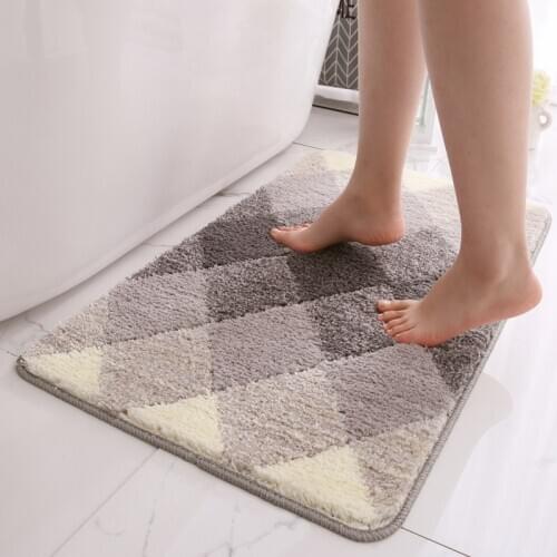 Flocking Bath Mat Home Bathroom Door Mat Decoration Absorbent Non-slip Bathroom Foot Mat Bath Rug Doormat
