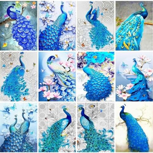 HUACAN 5D DIY Diamond Painting Kit Animal Diamond Embroidery Cross Stitch Peacock Pictures Of Rhinestones Mosaic Decortion