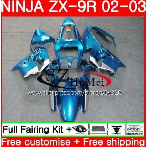 Body Full blue For KAWASAKI NINJA ZX-9R 02-03 ZX900 ZX 900 ZX9 R 17SH10 900CC ZX 9 R ZX9R 02 03 ZX 9R 2002 2003 Fairings kit