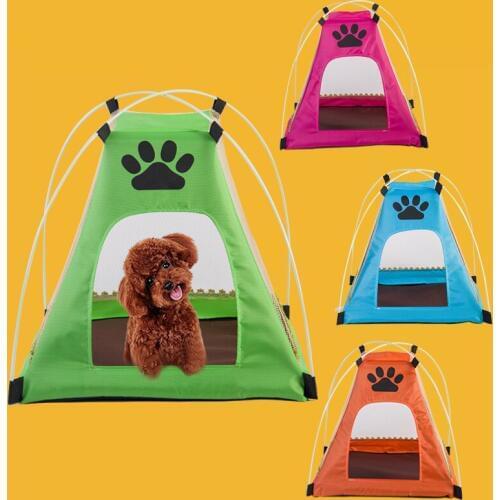 Creative Summer Dogs Outdoor Tent Bed House With Mat Small Medium Cartoon Pet Dog House Dog Cat Bed Supplies