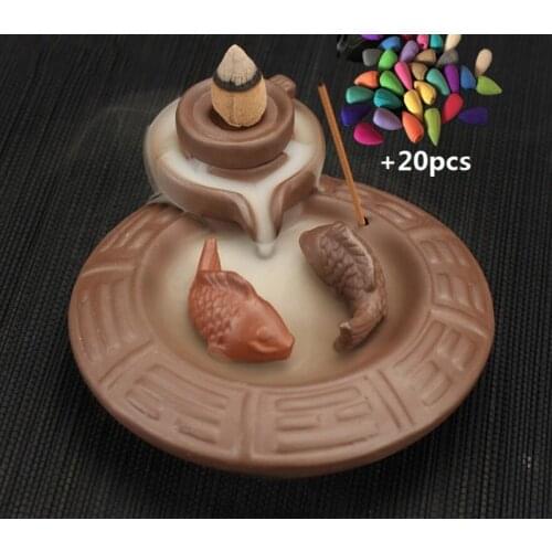 Creative Backflow Incense Burner Ceramic Incense Stick Holder Aromatherapy Censer For Home Office Living Room Teahouse
