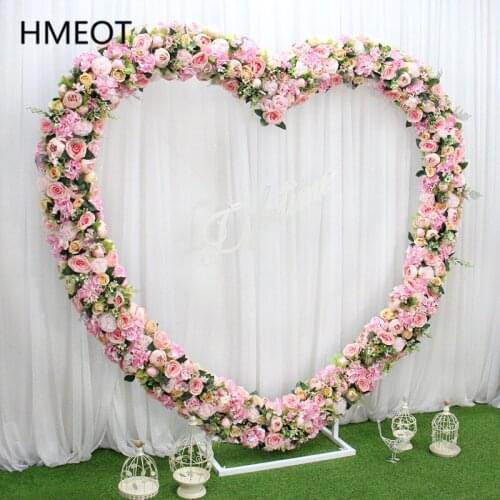 Flower Door Set Heart-Shape Arch + Flower Arrangement Wedding Arch Props Party Backdrop Display Store Window Show Flower Shelf