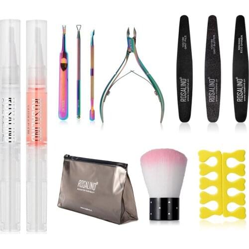ROSALIND Gel Nail Tool Set For Manicure Stainless Steel Cutter Scissor Cuticle Nipper Removing Gel Polish Nail Care Tools Kit