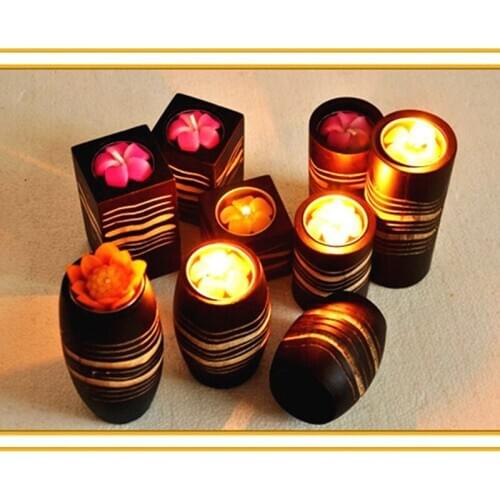3-Piece Set Handmade candle holder set Featured wooden crafts Creative retro candlestick Home Hotel Supplies Decoration