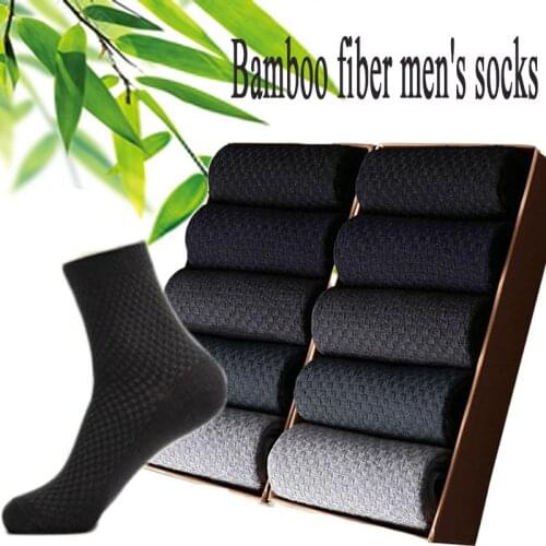5 Pairs Classic Cotton Bamboo Fibre Men Socks Man Business Sock Odorless Casual Sport Deodorant Breatheable Man Long Socks