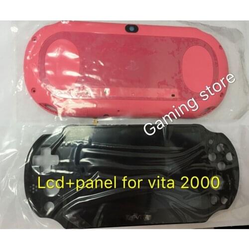 Original new for ps vita for psvita psv 2000 lcd screen assembled black + rose pink back cover with panel