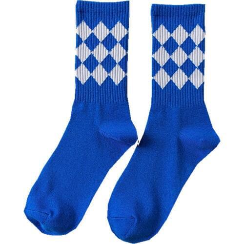 Couple Boy Girl Diamond Pattern Three Color Cotton Socks Personality Street Hip Hop Skateboard Sock Men And Women Socks Fashion