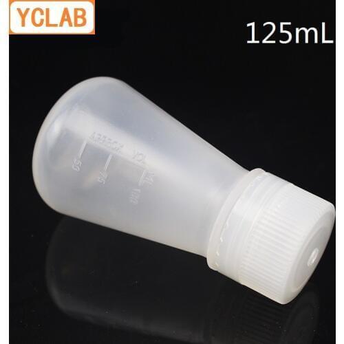 YCLAB 125mL Plastic Erlenmeyer Flask with Screw Cap and Graduation Conical Triangle Flask Laboratory Chemistry Equipment