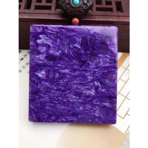 Top Quality Natural Purple Charoite Gemstone Pendant Rectangle Women Men 48x43x8mm Newly Charm Beads Necklace Gift AAAAA