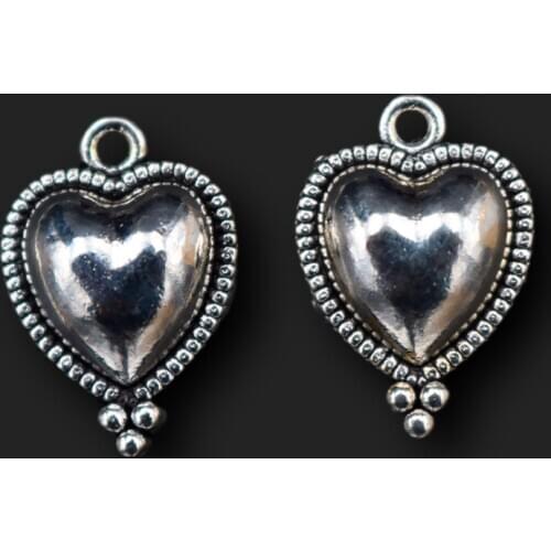 10pcs Silver Plated Brave Heart Alloy Pendants Retro Earrings Bracelet Accessories DIY Charms For Jewelry Crafts Making 21*14mm