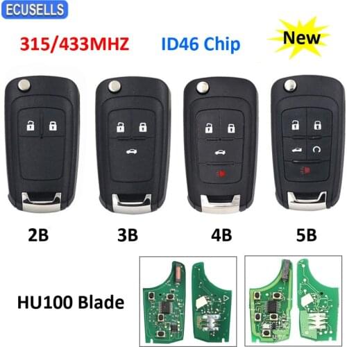 5 Button Remote Car Key 315Mhz 433Mhz ID46 Chip HU100 Uncut Blade for Opel Vauxhall Astra J Zafira C Mokka Adam Karl Insignia