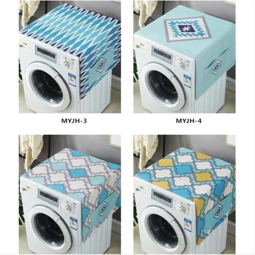 Refrigerator cover cloth drum washing machine cover thick cotton and linen geometric cloth dust cover