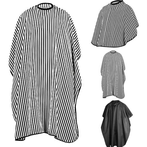Salon Barber Haircut Gown Apron Robe Cape Cloak Barbershop Hairdresser Hair Dyeing Perming Robe Black White Stripes Gown