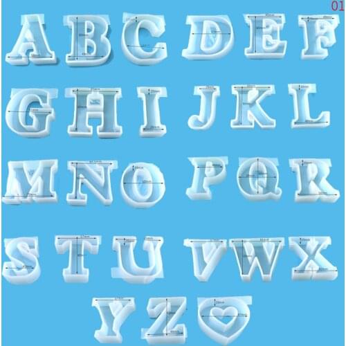 TC159 27pcs Alphabet Epoxy Resin Silicon Mold Heart Keychain Large Letter Casting Molds DIY Pendant Accessories Jewelry Tools