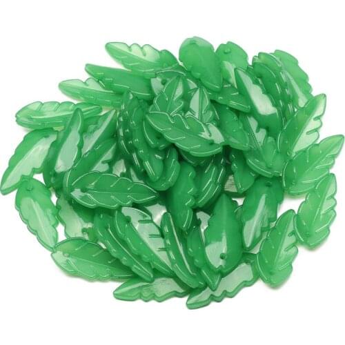 24x10mm Dark Green Leaf Shape Loose Acrylic Spacer Beads 50/100pcs/lot Loose Beads For Jewelry Making DIY Accessories