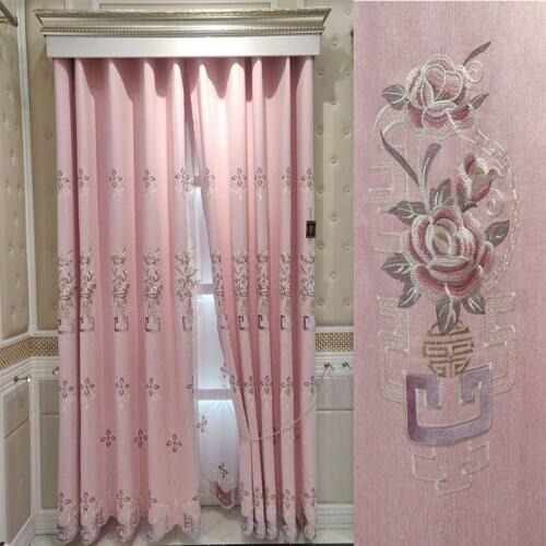 Green floral bush European-style fabric curtains Modern minimalist living room bedroom custom curtains