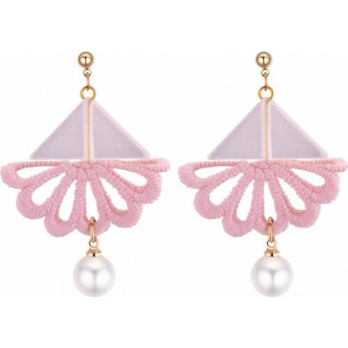 TONGKWOK Bohemia Exaggeration Dangle Earrings For Women Acrylic Tassel Flower Long Chandelier Earrings #131367