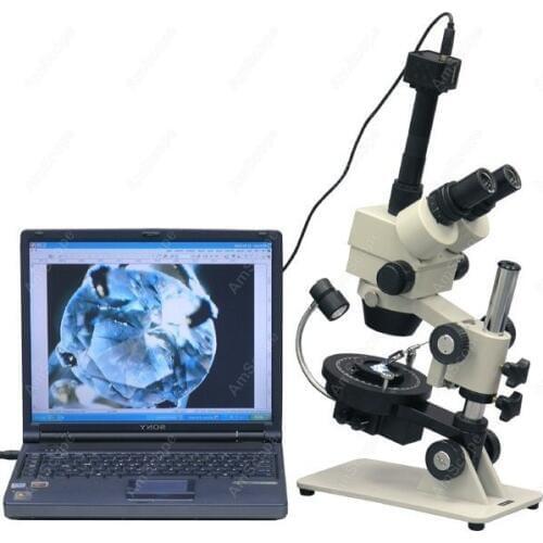 Advanced Jewel Gem Microscope--AmScope Supplies 3.5X-90X Advanced Jewel Gem Microscope + 10MP Camera