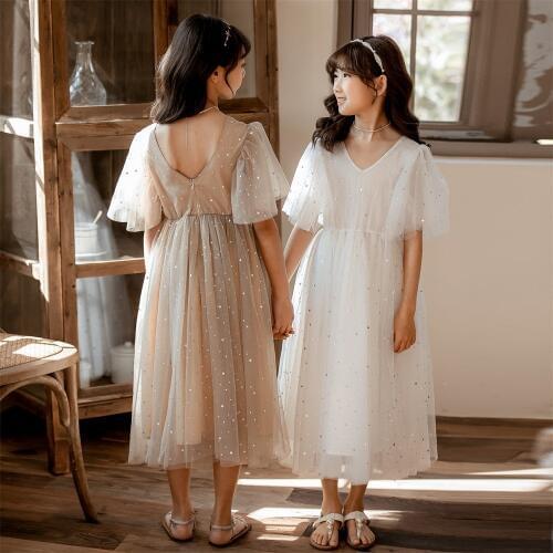 2020 Princess Party Girl Dresses Teenage Girl Costume Sequined V-Collar Long Ball Gown Evening Dress for 10 12 14 years Big Girl