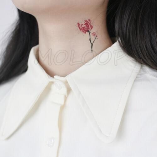 Temporary Tattoo Sticker flower small Red Spider snake Lily waterproof fake Tatto flash hand body art Tatoo for woman girl kid