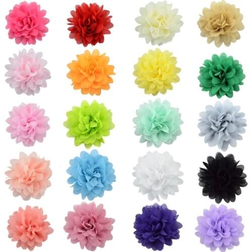 Nishine 4" 15pcs/lot Big Chiffon Flowers Flatback Used for Girl Headband Hair Clips Diy Headwear Hair Accessories